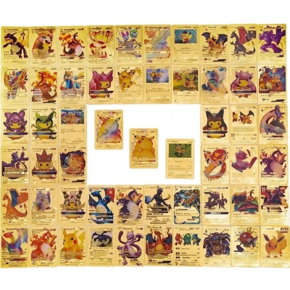 pokemon golden cards pack Unyks Star Pokmon Card Game 55 Gold Foil | Includes VMAX, GX, V-Star, EX | Rare & Common | High HP | Collector & Kids Gift Set Gold Star Getting two gold cards in
